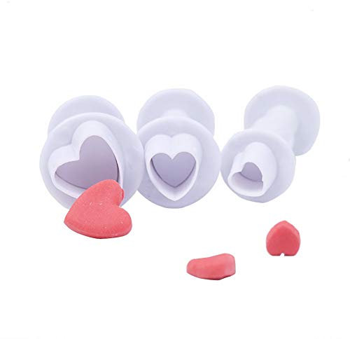 KALAIEN Small 3Pcs Fondant Heart Shaped Small Plunger Cutter Sugarcraft Cake Decorating Tools-Mini