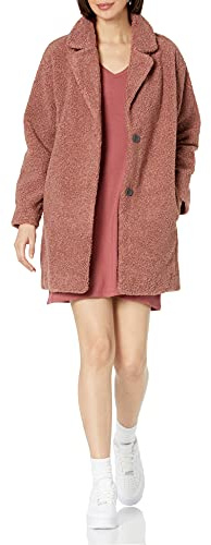 Amazon Essentials Women's Teddy Bear Fleece Oversized-Fit Lapel Jacket, Dusty Rose, Large