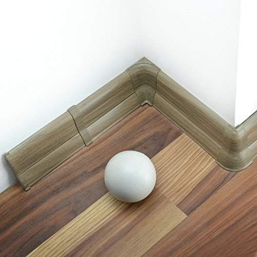 DQ-PP 10m Sockelleisten 62mm PVC Eiche grau Laminatleisten Fussleisten aus Kunststoff PVC Dekore