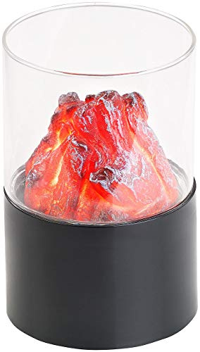 Carlo Milano LED Feuer: Mini-Dekofeuer mit Flackerlicht, Sichtglas, batteriebetrieben (Künstliches Feuer LED, Künstliches Outdoor, Party)