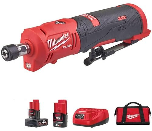 Milwaukee M12FDGS-422B 12v Fuel Straight Die Grinder Set, Red