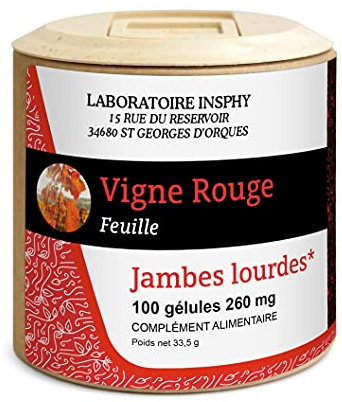 Laboratoire INSPHY - Complément Alimentaire Vigne Rouge - Circulation et confort des jambes