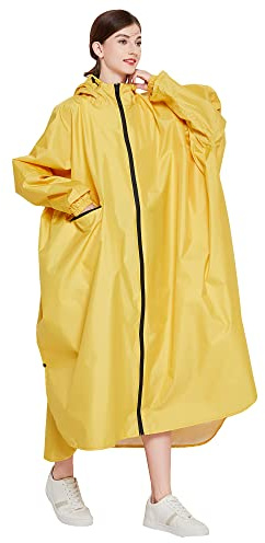 Gaga City Manteau de Pluie Femme Poncho Vélo Unisexe Imperméable Manches Longues Avec Poche Avant - Jaune