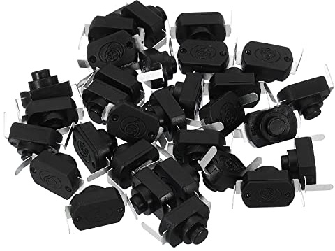 PATIKIL Blocco Pressostato Pulsante Interruttore 30pz Piegato Perno On/Off Autobloccante CC 30V 1A Micro Controllo Interruttore per Torcia Elettrica Lampada Parete Uscita Fai-da-te Nero