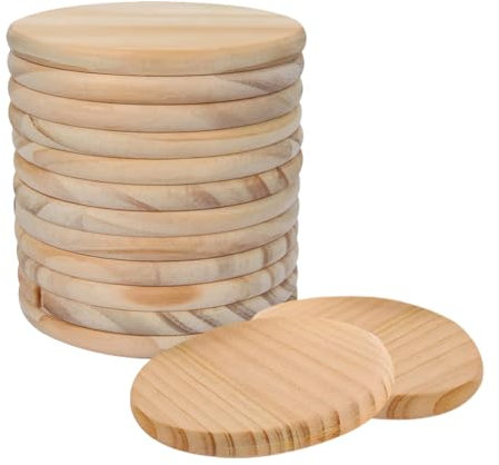 Creperture 20 Stück Unlackierte Holzuntersetzer zum Selbermachen, 7CM Rund Blanko Holzscheiben für Kunstkreation, DIY, Handwerk, Zeichnen, Malen, Flecken, Brennen, Untersetzer, Heimdekoration