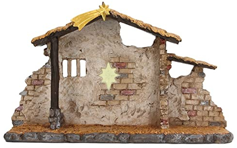 Raguso Estatua del cobertizo del pesebre de Navidad, detalles vívidos refinados Exquisita mano de obra Estatua del Belén Material de resina para las vacaciones