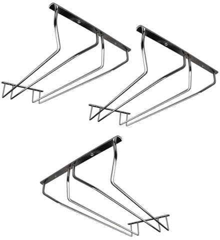 3er Set Gläserschiene | Gläserregal 34,5x22,2x16,1cm Wandmontage | 2 Reihen Barschiene | Sektglashalter | Weinglashalter Deckenmontage | Weinglashalterung | Gläserhalter für Zuhause, Bar, Café