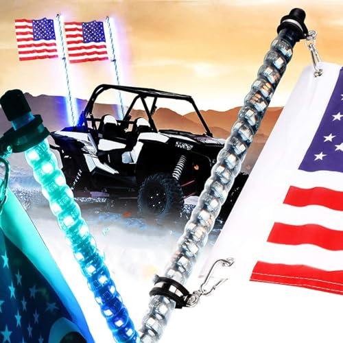 ELzEy LED Whip Lights 2 pièces LED Fouet lumières, Fouet lumières fouets éclairés avec télécommande 360 ​​° fouets Spirale lumière LED fouets pour UTV ATV RZR Trucks Buggy 4FT (Size : 3FT)