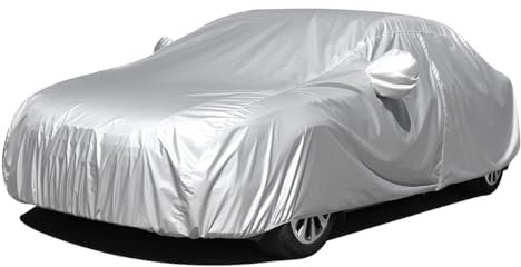 JNNJ Universal Full Car Cover, All Weather Protection Auto Cover, Windproof Dustproof Scratch Resistant UV Protection Car Cover, Full Car Covers Dust Sun Protection with Mirror Pocket(3S)