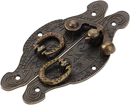 Scharniere, antike Box-Verriegelungsschnalle, alte hölzerne Geschenkbox, Kippverschluss, Legierungsschnalle, Türverriegelungshaken, Möbelbeschläge, Zinklegierung, 90 x 50 mm