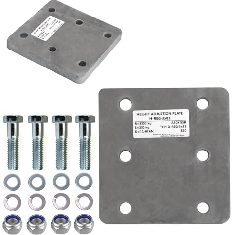 XIMPLIO Universelle Adapterplatte zur Höhenverstellung 3x83+4xM12 der Anhängerkupplung für 4-Loch 83x56 mm AHK-Bock Flanschkugeln. verzinkt (mit 4xM12 Schraubenset)