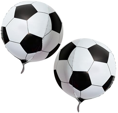 2 Stück Fußball Folienballon Set Kindergeburtstag Deko, Luftballons für Kinder Geburtstag, 3D Fußball Party Ballons, Heliumballons Dekoballon