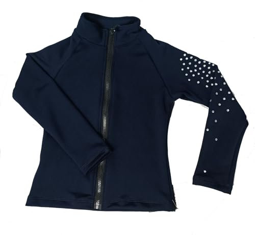 LIUHUO Mädchen Eiskunstlauf-Trainingsjacke – elegantes Skating-Oberteil, belüftet, Blau, Large