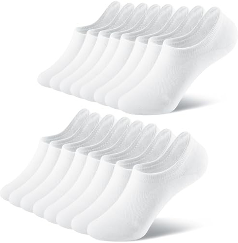 fitfets sneakers strumpor herr och dam strumpor 8 par No Show osynliga strumpor unisex set storlek 35–50 strumpor bomull, 8 x vit, 35-38 EU
