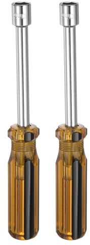 sourcing map 2pcs Metric Hex Nut Screwdriver 10mm Carbon Steel Ergonomic PVC Grip Non-Magnetic Socket Wrench Screwdriver Hand Tool for Automotive Maintenance Home Improvement.