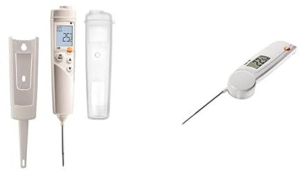 testo - 106 Set - 0563 1063 - Einstechthermometer für zuverlässige Temperaturmessungen & 0560 0103 103 Klapp-Thermometer, Länge 11 cm, klein, Schutzklasse IP55, inklusive Batterien