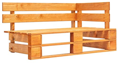 ShGaxin Banc d'angle de palette pour jardin, banc extérieur, banc de jardin, banc de terrasse, banc d'extérieur, bois marron miel