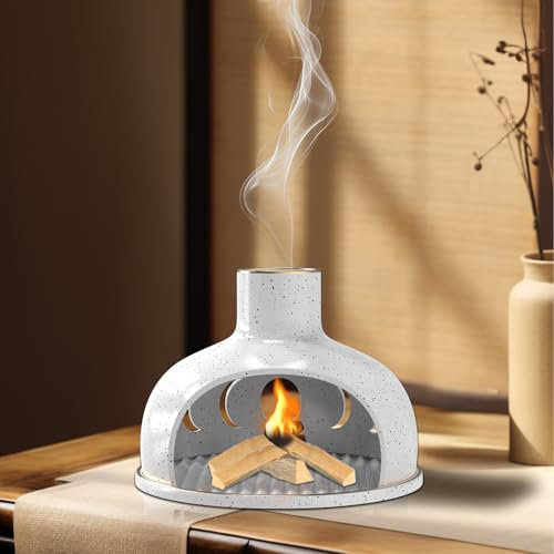 Sage Holder Smudge Stick Burner Bowl Ceramics Incense Holder Burning Bowl for White Sage/Palo Santo Stick/Incense,Easy to Clean 3 in 1 White Sage Bundle Smudge Bowl (While and Gold)