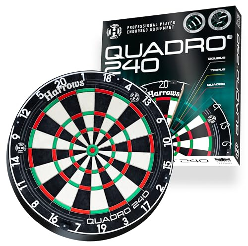 Harrows Darttavla i Officiell Storlek Med Ultratunn Knivtråd för Maximal Scoring - Kompatibel Med Belysning och Skåp (Quadro)
