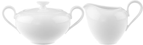 Villeroy & Boch Anmut Lot de 2 Pots à Lait et Sucre (180 ML) et sucrier (290 ML) - Vaisselle de Service Classique Simple et élégante - Porcelaine de qualité supérieure - Blanc