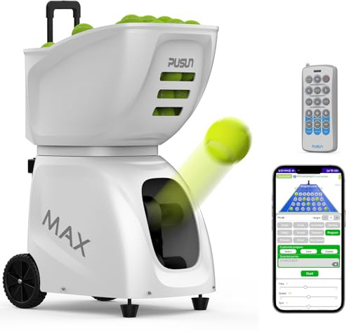 Generisch PT-MAX C Tennisballmaschine - Profi Ballwerfer mit APP-Steuerung, 28 Landepunkte & 26 Trainingsmodi, Smart Trainer mit variablem Geschwindigkeitssystem (5-7 Std.) (Weiß)