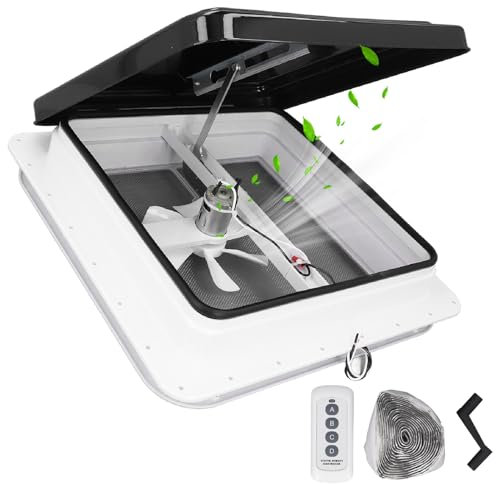 Fabater 14 Ventilateur de Toit pour Camping-Car, Remorques, Réversible Ventilateur de Ventilation 12V avec Télécommande et Pales de 6, Compatible avec Ventline, Jensen et Elixir