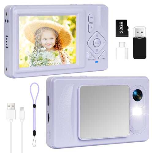 Caméra numérique 4K - UHD 48MP avec écran LCD 2,83 Pouces et Zoom numérique 18X Anti-Shake Caméra Photographie Vlogging avec Carte SD 32gb pour Enfants Etudiants Débutants Adolescents (Violet)