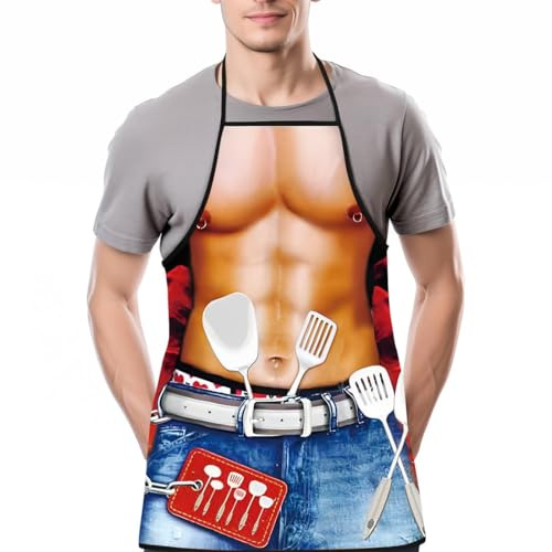 KUMSODEsexy 3D Grillschürze für Herren, Küchenschürze, Party- und Geburtstagsgeschenke