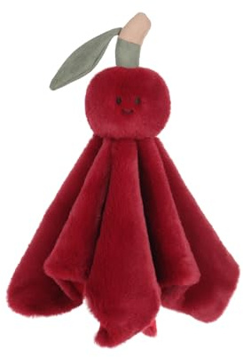 Apricot Lamb Delicious Cherry Blanket Cute Comforter Soft Loveys for Baby Boy and Girl, Security Blanket for Babies, Infant and Toddlers, Red 13.8x13.8 Inches