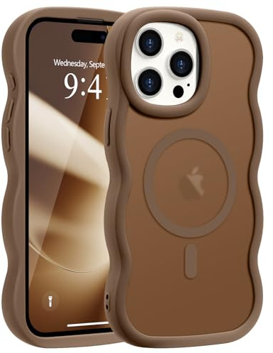 Pepmune für iPhone 15 Pro Hülle Kompatibel mit MagSafe, Gold | Wellen Design TPU Bumper Stoßfest Schutzhülle. Magnetisch Handyhülle. Durchscheinend Silikon Case.