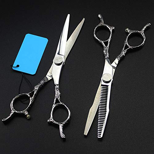 Haarschneideschere, 6 Zoll, zweiseitiger Schnitt, aus japanischem Stahl, Friseurschere, Effilierschere für Friseure, Set mit Tasche (Set)