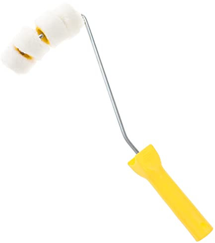 HOMSFOU Small Paint Roller Brush for Wall Painting, 4-Wheel Multi Roller Brush with Handle, Acrylic Medium-Fiber Bristles, Home Painting Tool for Smooth Finish