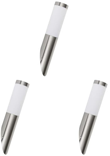 Smartwares – Außenleuchte –Wandfackel – Edelstahl – E27-Sockel – IP44, Silber (Packung mit 3)