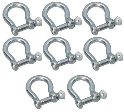 AB Tools Grillete de arco galvanizado de 12 mm, paquete de 8 grilletes individuales para vela, barco, yate