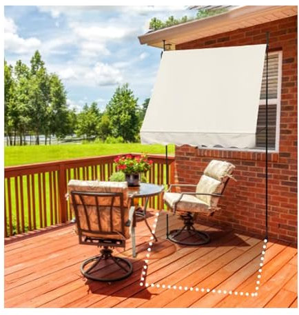 Tenda da Sole Pieghevole Regolabile Manuale - Tendalino Retrattile Resistente ai Raggi UV e all'Acqua per Cortili, Negozi, Bar - Design autoportante Senza Foratura - Beige, 2,5 m (98,42 poll