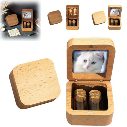 Caja de recuerdo personalizada para el pelo de mascotas, caja de madera personalizada para cenizas, urna de cristal pequeña para mascotas, recuerdo de cenizas de mascotas, cajas conmemorativas de piel
