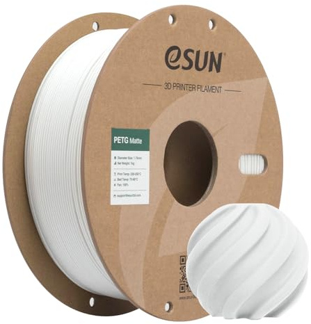 eSUN PETG Mattes Filament 1.75mm, Weiß, 1KG | Glanzfreie Farbe, Mattierte Textur, 1kg Spule (2,2 lbs) 3D Druckfilament für 3D Drucker
