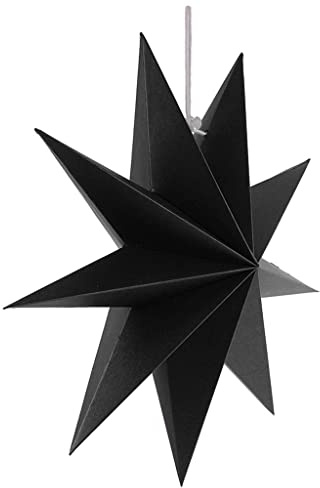 JISADER Papierstern Dekostern Hängeschmuck Raumdekoration Als Dreidimensionaler Faltstern mit Neun Zacken für Die Dekoration bei Halloween Hochzeit Und Babypa, Schwarz, 30 cm