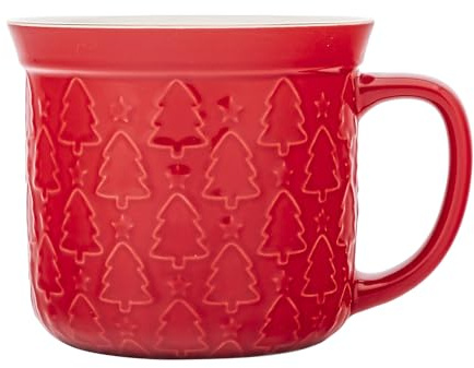 Altom Design Weihnachtsbecher XXL Weihnachtstasse Kaffebecher Teetasse Becher Weihnachten 640ml Tannenbaum (Rot)