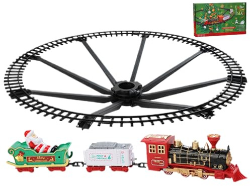 Juego de Tren de Navidad Juego de Tren de árbol de Navidad eléctrico Alrededor del árbol con luz y Sonido 2 Regalos de simula