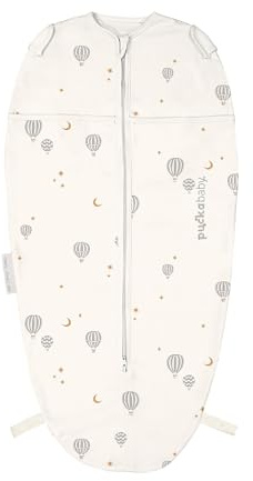 PUCKABABY - Baby-Wickelschlafsack 3-6 Monate | 62-74 cm - Mini - Ganzjahres Pucksack - 0.5 TOG - Baumwolle - Balloons