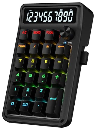 Redragon K733 PRO Wireless Gasket RGB Number Pad, 22 Keys Mechanical Numpad w/PC & Calculate Modes, 10 Digits Calculator Display, Knob Control, 5-Layer Noise Dampening, Creamy Custom Linear Switch