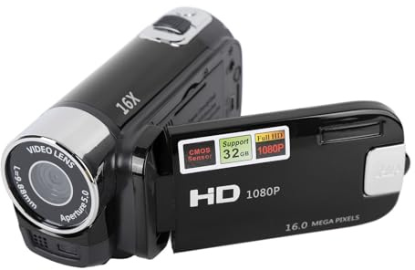 CHICIRIS Caméscope, Caméra DV 4K 48MP, écran Rotatif TFT 2,7 Pouces, Caméra Vidéo à Zoom Numérique 16x avec Câble USB (Black)