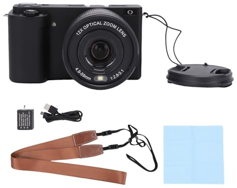 BONKZEBU Fotocamera Digitale 4K, Fotocamera Mirrorless da 64 MP con Schermo Ribaltabile da 3 Pollici Anti-vibrazione con Zoom 20X, per Fotografia e Registrazione Video (Nera)