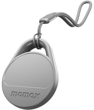 MOMAX Air Tracker Android and iOS, compatible with Google Find Hub and Apple Find My apps, Tracker Key Finder for Luggage/Suitcases/Bags/Key, Replaceable Battery (Grey)