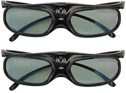 HEEPDD Lunettes 3D DLP Link, Technologie d'obturation Active, Lunettes 3D Portables Rechargeables pour Projecteurs avec Taux de Rafraîchissement de 144 Hz, Parfaites pour Les Soirées Cinéma et Les