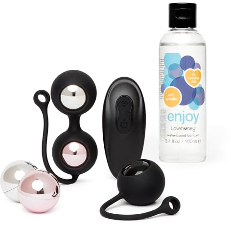 Lovehoney Vibrating Kegel Ball Set & Enjoy Water Based Lubricant 3.4 fl oz | Sexual Pleasure Massage Tools for Women Bundle