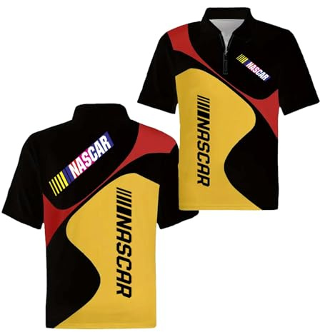 GALAWYXEQ Polo da Uomo 3D Intimo Morbido per N.A.SC.A.R Cerniera Top Abbigliamento Maglietta A Maniche Corte con Colletto Comoda T-Shirt Rugby Grafica Mezza Manica-HeiHuangSe||3X_l
