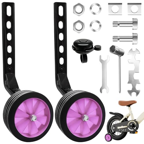 VEEKAY 1 Paia Ruote Ausiliarie per Bicicletta da Bambino,Ruote di Supporto Regolabili per Biciclette,Universali per 12 14 16 18 20 Pollici Bicicletta