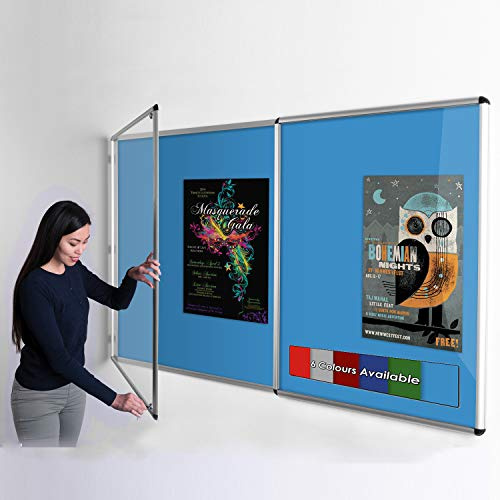 Wonderwall Large Tamperproof Lockable Noticeboard Pinboard - Light Blue - 120 x180 cm with 2 Matching Locks and Keys, 6 Colours to Choose from, Ideal for School, Office Display